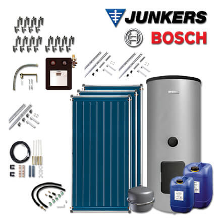 6,3m² Junkers Bosch Solaranlage SO420 mit FCC220-2V, WS 400-5 EKP1 B, Aufdach