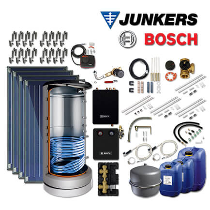 9,5m² Junkers Bosch Solaranlage SO595 mit FKC-2S, BS 750-6 ER 1 B, Aufdach