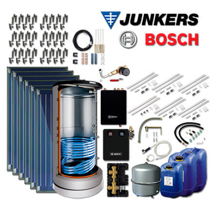 14,2m² Junkers Bosch Solaranlage SO594 mit FKC-2S, BS 750-6 ER 1 B, Aufdach