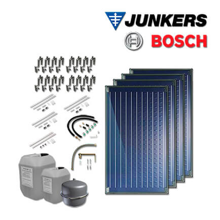 9,5m² Junkers Bosch Solaranlage SO5-CSW2 mit FKC-2S, Aufdach-Montageset