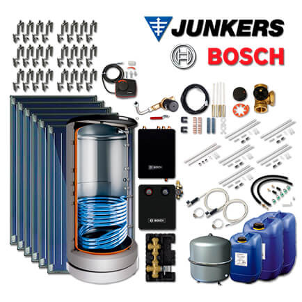 14,2m² Junkers Bosch Solaranlage SO597 mit FKC-2S, BS 750-6 ER 1 B, Aufdach