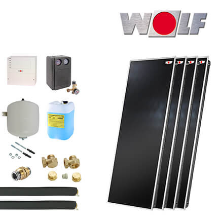 9,2m² Wolf CFK-1 Solaranlage, Systempaket mit Regelung SM1-2