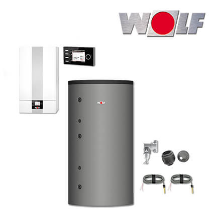 Wolf CGB-2-20 20kW Gas-Brennwerttherme mit Speicher BSH-500, BM-2, Aufputz