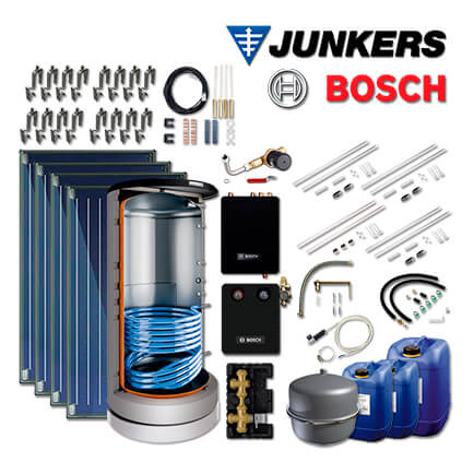 9,5m² Junkers Bosch Solaranlage SO592 mit FKC-2S, BS 750-6 ER 1 B, Aufdach